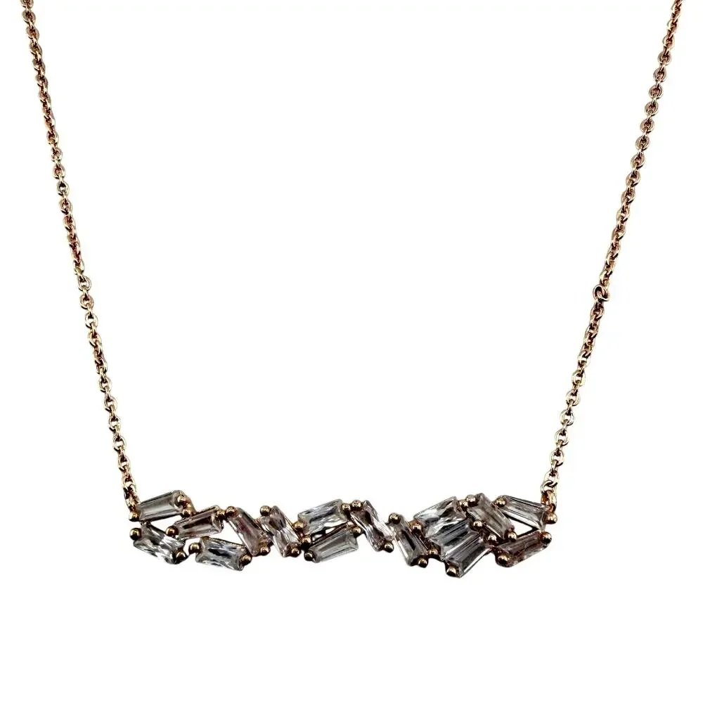 Express Modern Dainty Cubic Zirconia Baguettes Rose Gold Tone 19